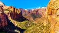 Zion Canyon, with the hairpin curves of the Zion-Mount Carmel Highway in Zion National Park, Utah