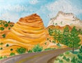 Zion Canyon Rocks, oil painting.