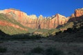 Zion Canyon at Towers of the Virgin in Morning Light, Zion National Park, Utah