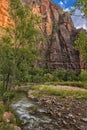 Zion Canyon, with the virgin river Royalty Free Stock Photo