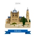 Zion in Israel vector flat attraction landmarks