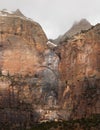 Ephemeral waterfall east of The Streaked Wall in Zion, Utah, USA