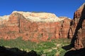 Zion National Park with Angels Landing and West Rim Cliffs towering above the Canyon of the Virgin River, Utah Royalty Free Stock Photo