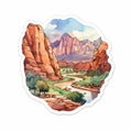 Zion National Park Badlands Watercolor Sticker