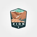 Zion national park emblem design, vintage united states national park collection illustration design Royalty Free Stock Photo