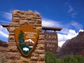 Zion National Park Entrance Sign Royalty Free Stock Photo