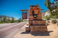 Zion National Park entrance sign, Utah Royalty Free Stock Photo