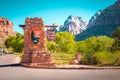 Zion National Park entrance sign, Utah, USA Royalty Free Stock Photo