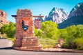 Zion National Park entrance sign, Utah, USA Royalty Free Stock Photo