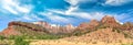 Zion National Park landscape, panoramic view on a summer day Royalty Free Stock Photo