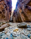 Zion National Park Narrows Trail - deep slot canyons Royalty Free Stock Photo