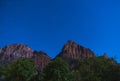 Zion national park at night with star,utah,usa. Royalty Free Stock Photo