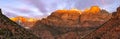 ZION NATIONAL PARK OVERLOOK TRAIL WITH CLOUDS ALPINE GLOW Royalty Free Stock Photo