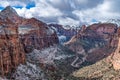 ZION NATIONAL PARK OVERLOOK TRAIL WITH CLOUDS Royalty Free Stock Photo