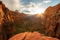 Zion National Park is situated in Utah, United States, Canyon Overlook Trail, beautiful lookout, stunning view, gorgeous scenery, Royalty Free Stock Photo