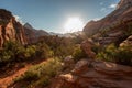 Zion National Park is situated in Utah, United States, Canyon Overlook Trail, beautiful lookout, stunning view, gorgeous scenery, Royalty Free Stock Photo