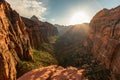 Zion National Park is situated in Utah, United States, Canyon Overlook Trail, beautiful lookout, stunning view, gorgeous scenery, Royalty Free Stock Photo