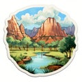 Zion National Park Swamp Watercolor Sticker - No Background Royalty Free Stock Photo