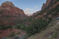 Zion national park Utah state winding road through a canyon Royalty Free Stock Photo