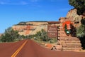 Zion National Park Entrance Sign along the Mount Carmel Highway near Checkerboard Mesa, Utah, USA Royalty Free Stock Photo