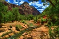 Zion National Park valley and the Virgin River HDR