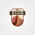 Zion national park vintage logo patch vector print illustration design Royalty Free Stock Photo