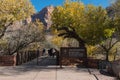 Entrance sign at Zion National Park Visitor Center Royalty Free Stock Photo