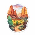 Zion National Park Watercolor Sticker