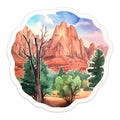 Zion National Park Watercolor Sticker