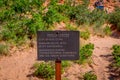 ZION, UTAH, USA - JUNE 12, 2018: Angels Landing Sign at Scout Lookout. The strenuous trail is a popular hiking climbing