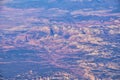 Zions National Park in Utah, Aerial view from airplane of abstract Landscapes, peaks and canyons by Saint George, United States of