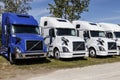 Volvo Semi Tractor Trailer Trucks Lined up for Sale. Volvo is one of the largest truck manufacturers I Royalty Free Stock Photo