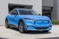 Ford Mach-E Mustang SUV display. The Mustang Mach-E is Ford\'s first all-electric crossover