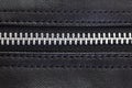 zip on black leather bag Royalty Free Stock Photo