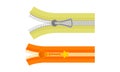 Zip Fastener with Protruding Teeth and Slider Vector Set