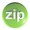 Zip green circle push button 3D rendering illustration Royalty Free Stock Photo