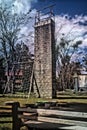 A zip line tower in Tanay Royalty Free Stock Photo