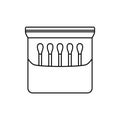 Zip lock package of cotton swabs. Linear icon of cotton buds for adult. Black simple illustration of personal hygiene product for