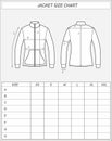 Zip up jacket size chart
