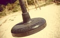 Zip wire with empty seat at playground Royalty Free Stock Photo