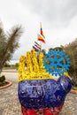 Colombia Zipaquira sculpture in the shape of a colorful hand Royalty Free Stock Photo