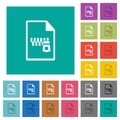 Zipped document square flat multi colored icons
