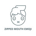 Zipped mouth emoji vector line icon, linear concept, outline sign, symbol Royalty Free Stock Photo