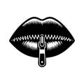zipped mouth silhouette Royalty Free Stock Photo