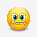 Zipped Mouth Smiley, Emoticon, Emoji - Vector Illustration