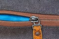 zipper on the background of a denim bag Royalty Free Stock Photo