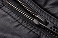 Zipper on black leather jacket Royalty Free Stock Photo