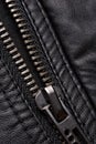 Zipper on black leather jacket Royalty Free Stock Photo