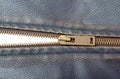 Zipper on brown leather motorcycle jacket Royalty Free Stock Photo