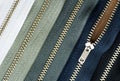 Zipper closeup metallic leather textile